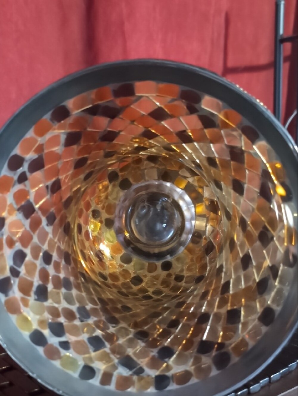 PartyLite Global Fusion Mosaic Glass Hurricane with Bronze Base PartyLite Globa - Picture 2 of 3
